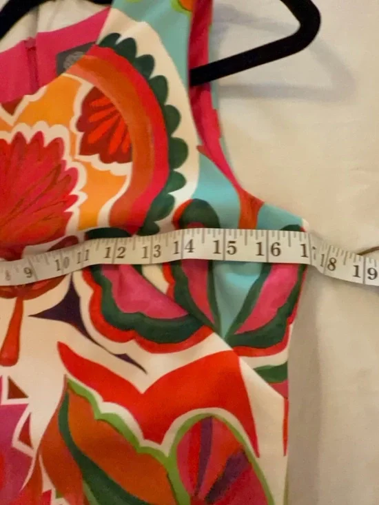 Vince Camuto Pink and Turquoise Floral Print Sleeveless Mini Dress - Picture 4 of 6